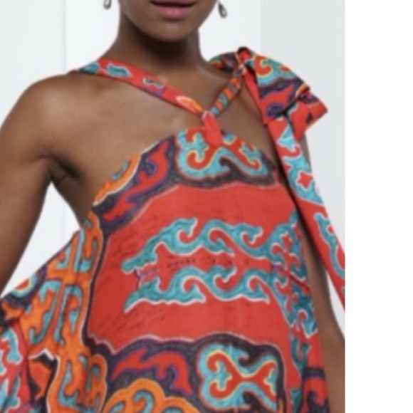 Printed asymmetrical sleeveless dress - Picture 4 of 4